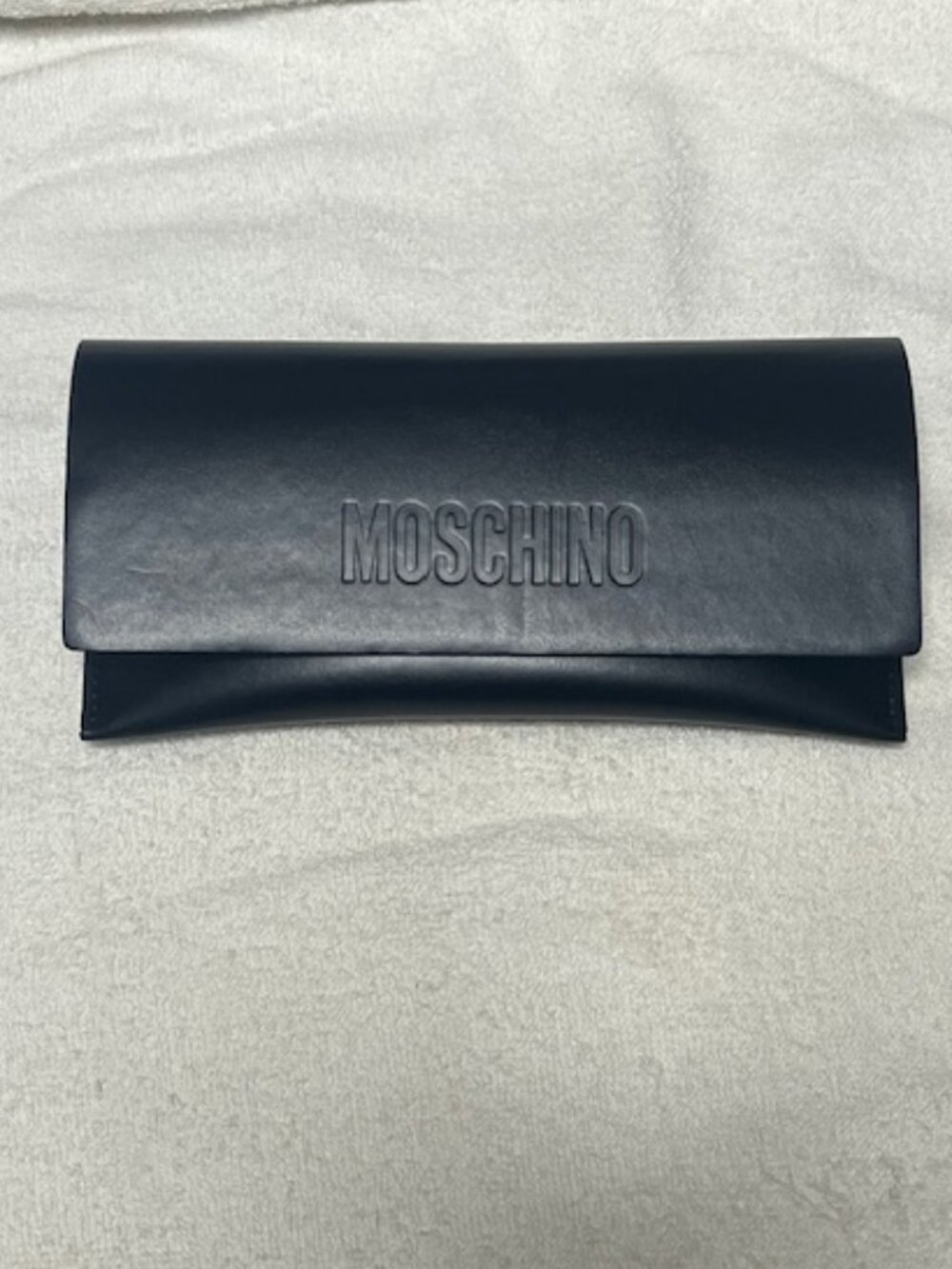 Moschino Eyeglasses/Sunglasses Soft-Shell Black Leather Case Logo Felt Lining Lg